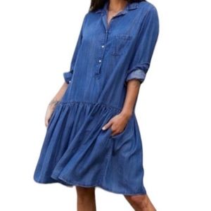 GRAYSON The Changemaker Dress Liquid Denim Shirt Dress - 100% Lyocell
Size 5/XL